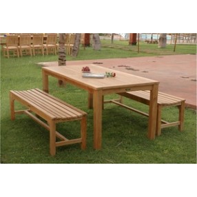 Anderson Teak Bahama Rectangular Dining Table and Hampton Backless Bench
