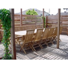Anderson Teak Valencia Rectangular Extension Table with Classic Folding Armchair and Folding Chair
