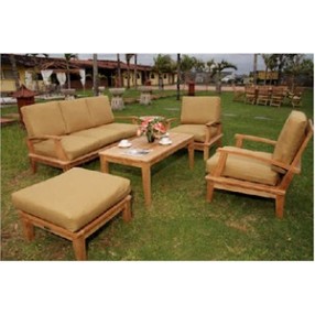 Anderson Teak Brianna Armchair with Sofa and Rectangular Coffee Table and Ottoman