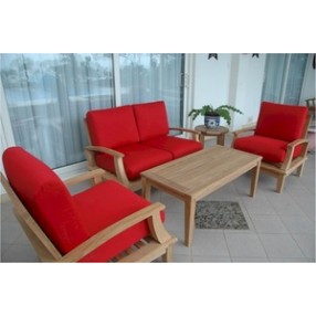 Anderson Teak Brianna Armchair with Loveseat and Rectangular Coffee Table and 20" Round Side Table