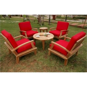 Anderson Teak Brianna Deep Seating Armchair with 35" Round Coffee Table and 20" Round Side Table