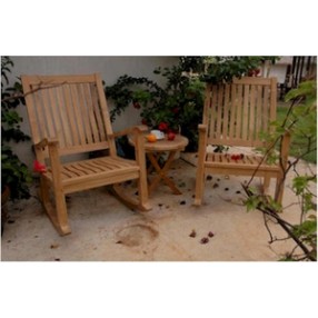 Anderson Teak Del-Amo Rocking Chair and Bahama 20" Round Mini Side Folding Table