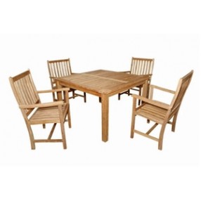 Anderson Teak Windsor 47" Square Table and 4 Wilshire Dining Armchair