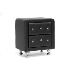 Baxton Studio Stella Crystal Tufted Upholstered Modern Nightstand