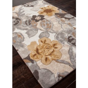 Jaipur Blue Petal Pusher Hand-Tufted White & Nickel Rug