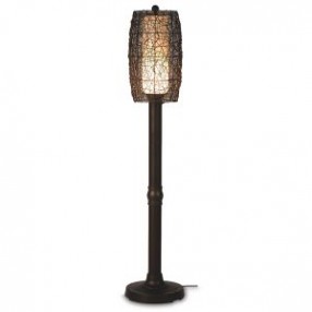 Patio Concepts Bristol 58"/70" Floor Lamp with 2"/3" in Random Weave Walnut Wicker Barrel Shade