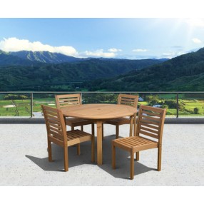 International Home Miami Amazonia Eucalyptus 5 piece Armless Round Patio Dining Set