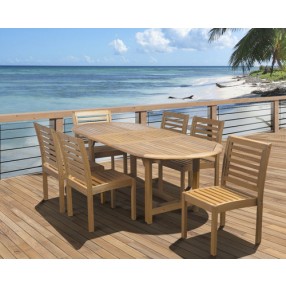 International Home Miami Amazonia Eucalyptus 7 piece Armless Oval Extendable Patio Dining Set
