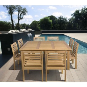 International Home Miami Amazonia Eucalyptus 9 piece Armless Square Patio Dining Set