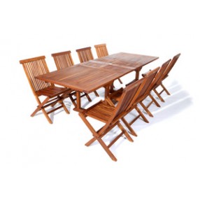 All Things Cedar 9 Piece Rectangle Folding Chair Set