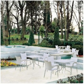 Compamia Romeo Resin Dining Arm Chair White - Set of 4