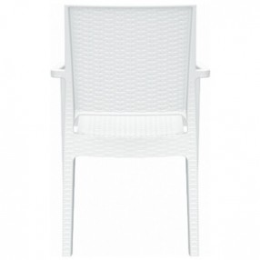 Ibiza Resin Wickerlook Dining Arm Chair White