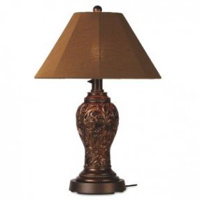 Patio Concepts Concord 34" Outdoor Table Lamp with Teak Sunbrella Shade