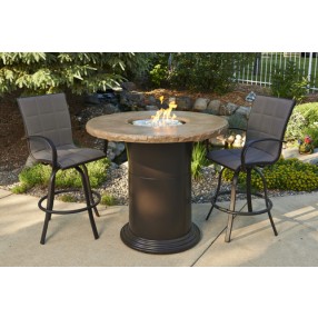 Outdoor Greatroom Company 48" Colonial Pub Crystal Fire Pit Table with Mocha Top - Lifestyle