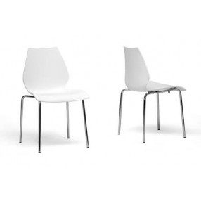 Baxton Studio Overlea White Plastic Modern Dining Chair - Set of 2
