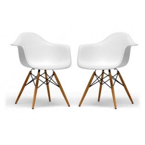 Baxton Studio Pascal White Plastic Chair - Set of 2