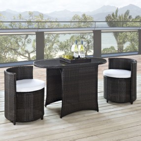 Modway Katonti 3 Piece Dining Set in Brown White