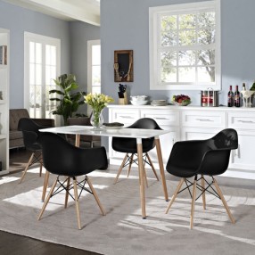 Modway Pyramid Dining Side Chairs Set of 4 in Black