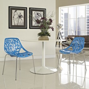 Modway Stencil Dining Side Chair Set of 2 in Blue
