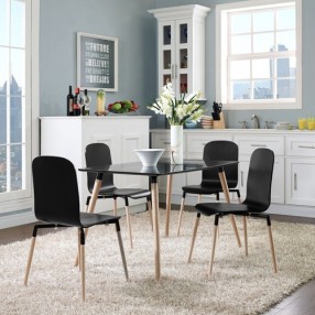 Modway Stack Wood Dining Chairs and Table Set of 5
