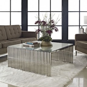 Modway Gridiron Coffee Table in Silver