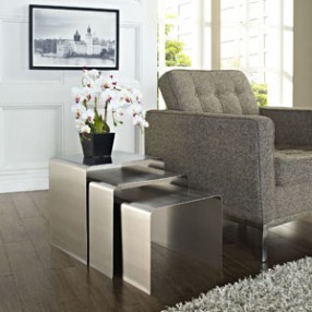 Modway Rush Nesting Table in Silver