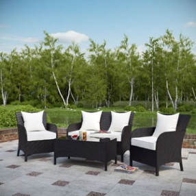 Modway Thrive 4 Piece Sofa Set in Espresso White - On SALE!