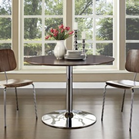 Modway Rostrum Dining Table in Walnut
