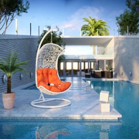 Modway Endow Swing Lounge Chair in White Orange