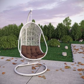 Modway Bestow Swing Lounge Chair in White Brown