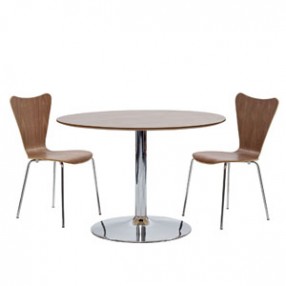 Modway Rostrum 3 Piece Dining Set in Walnut