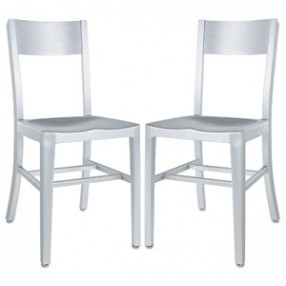 Modway Milan Dining Chairs Set of 2 in Silver