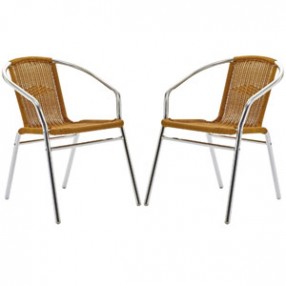 Modway Bistro Dining Chairs Set of 2 in Natural