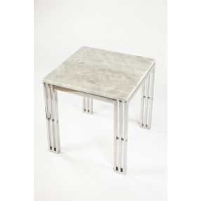 Stilnovo End Table With Carrara Marble and Stainless Steel Frame