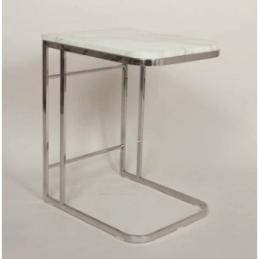 Stilnovo Carrara Marble Side Table With Stainless Steel Frame