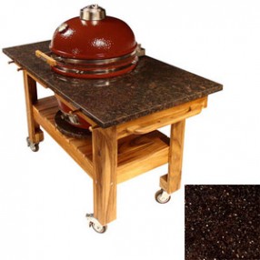 Fireside America Acacia Cart with Black Galaxy Granite Top and Riser