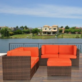 International Home Miami Atlantic Nice Sectional Five Piece Set in Orange