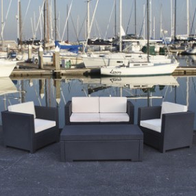 International Home Miami Atlantic Rimini PVC Wicker Style Set in Grey