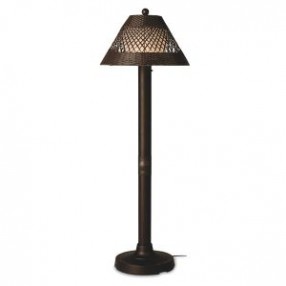 Patio Concepts Java 60" Floor Lamp with 3" in Walnut/Antique Honey Wicker Shade