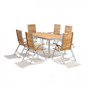 International Home Lazar Teak 7 Piece Rectangle Dining Table and Chair Set