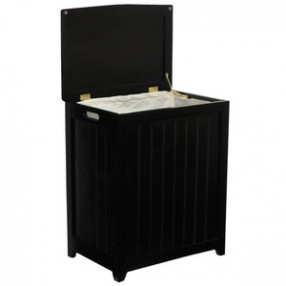 Mahogany Finished Rectangular Laundry Wood Hamper