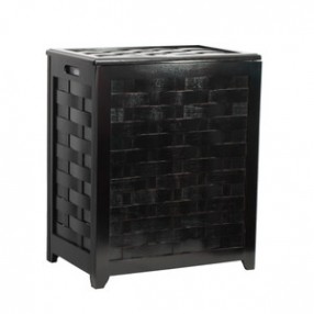 Oceanstar Mahogany Finished Rectangular Veneer Laundry Wood Hamper with Interior Bag