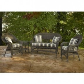 Outdoor Greatroom Company Cabana Complete Furniture Set in Antique Black Wicker - Lifestyle