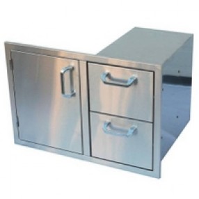 Outdoor Greatroom Company Combo Single Door 2 Drawer - Front Side Top Angle