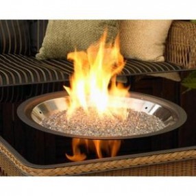 Outdoor Greatroom Company Crystal Fire Burner with Tempered Glass - Lit