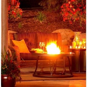 Outdoor Greatroom Company 48" Granite Fire Pit Table - Lifestyle