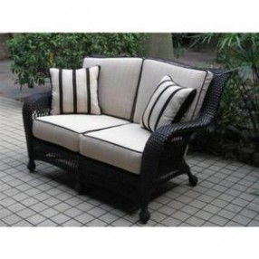 Outdoor Greatroom Company Loveseat w/ 4 pc. Cushions in Ivory - Front Side Angle