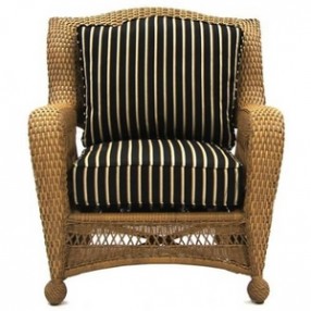 Outdoor Greatroom Company Kate's Collection All-Weather Wicker Stackable Chair w ith Harwood Onyx Cushions - Front Angle