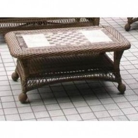 Outdoor Greatroom Company Naples Coffee Table w/Aldon-Sealed Smooth Stone Top - Lifestyle