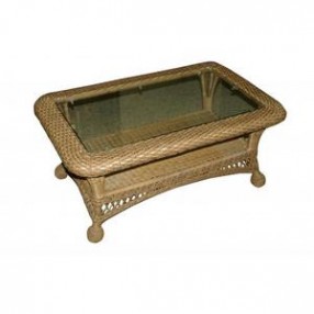 Outdoor Greatroom Company Coffee Table w/ Glass Top - Front Side Top Angle